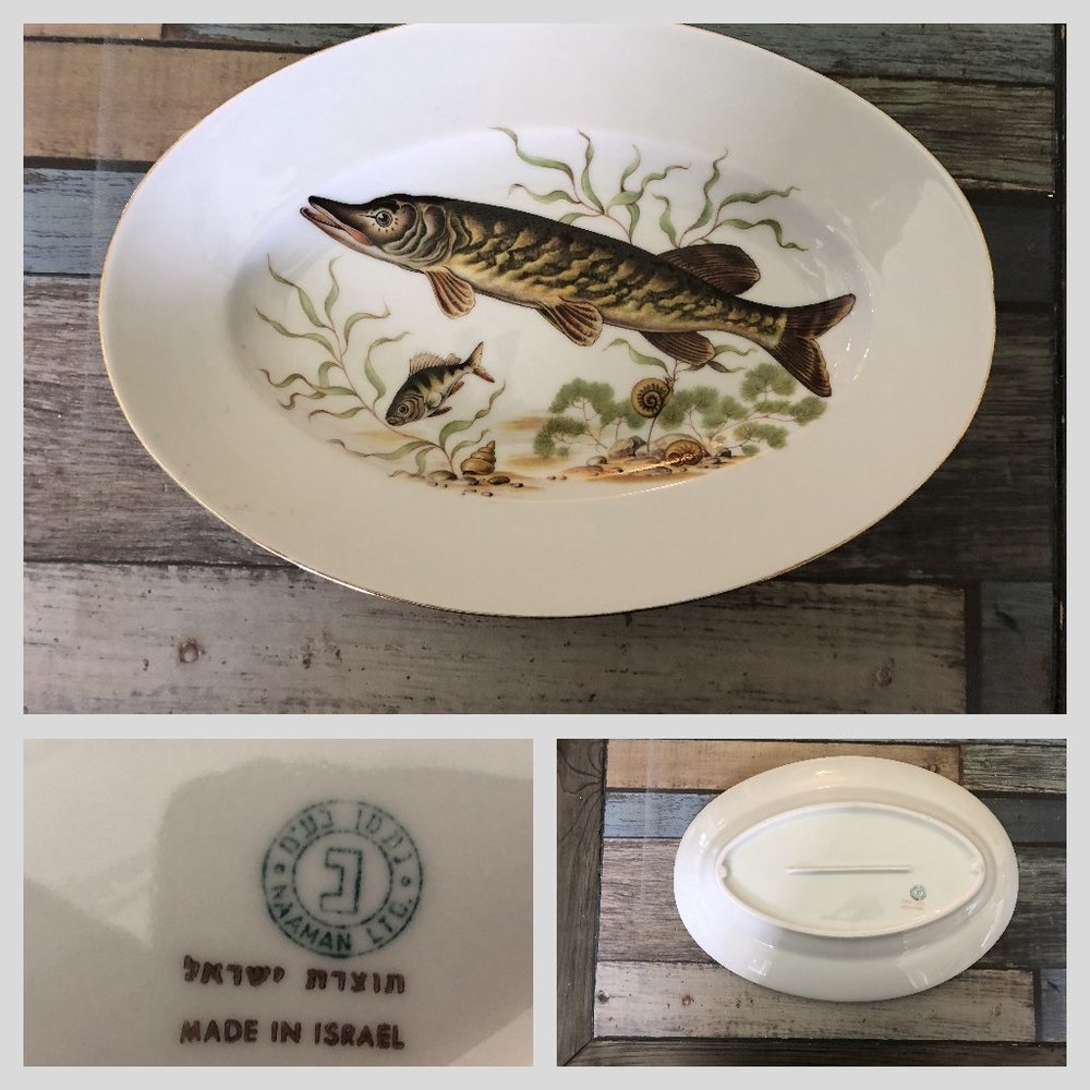 Vtg Naaman Fish  Porcelain Serving Platter Israel